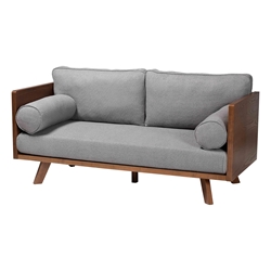 Baxton Studio Uriel Mid-Century Modern Grey Boucle Fabric Sofa